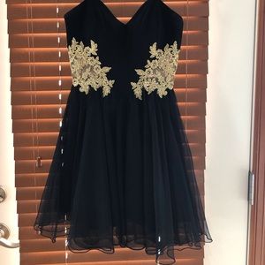 Blondie Nites Side Embroidered Fit and Flare Dress